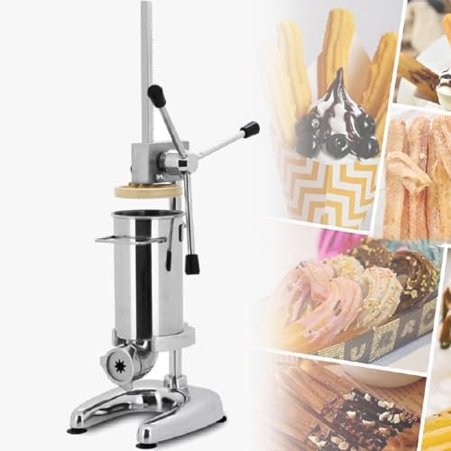 Churrera manuale in acciaio inossidabile con 5 stampi verticale spagnola Churrera macchina per cucina latina frutta ciambella capacità 2L