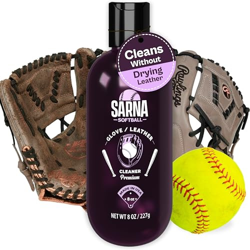 SARNA BASEBALL Softball Glove Conditioner, Liquid, 8 Oz – Keep Gloves Soft & Game-Ready – Fast-Absorbing Without Darkening & Non-Greasy Care – Leather Glove Conditioner for Softball/Baseball Gear
