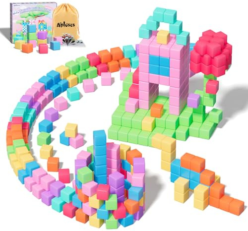 Apluses 100-Teiliges Magnetische Bausteine, Magnetbausteine, Magnetfliesenspielzeug, Montessori Spielzeug ab 3 Jahre, kreatives Lernspielzeug für den Außenbereich, Magnete Kinder