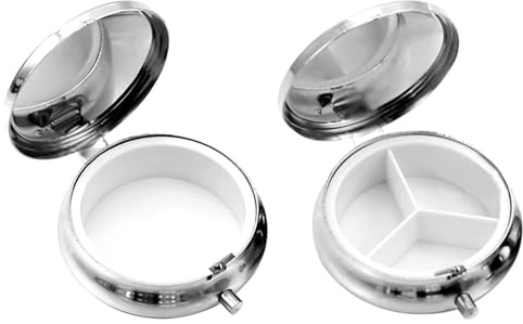 2 Stück Pillendose Klein für Unterwegs,Tablettenbox Klein Tablettendose,Pill Box Pillendosen mit Fächer,Pillenbox Kleine Pillendose für Unterwegs,Mini Pillendose für Unterwegs Medikamentenbehältnis