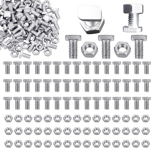 100Pcs Greenhouse Bolts and Nuts Kit, Aluminium Hex Nuts and T Head Bolts