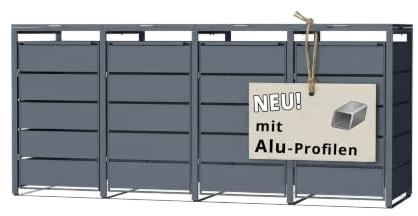 HEIGART Mülltonnenbox für 4 Tonnen, Mülltonnenverkleidung mit Klappdeckel, Anthrazit