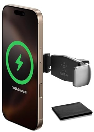 Belkin Universal Auto Vent Mount für Smartphones - Sicherer verstellbarer Griff Halterung für iPhone, Samsung, Pixel, LG, 180° drehbar für Hoch- & Querformat, Kabelmanagement-Clip, Schwarz, mit