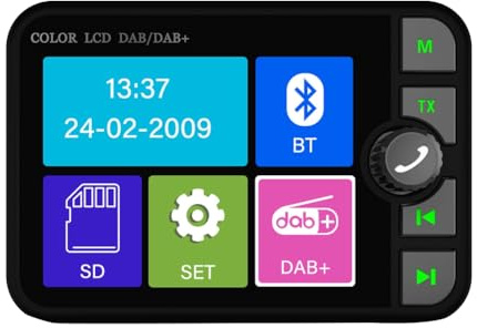 Fangxuee Receptor de Radio /+ LCD de 2,4 Pulgadas, Reproductor de MP3 con Bluetooth, Transmisión de Señal Digital FM para Automóviles Europeos