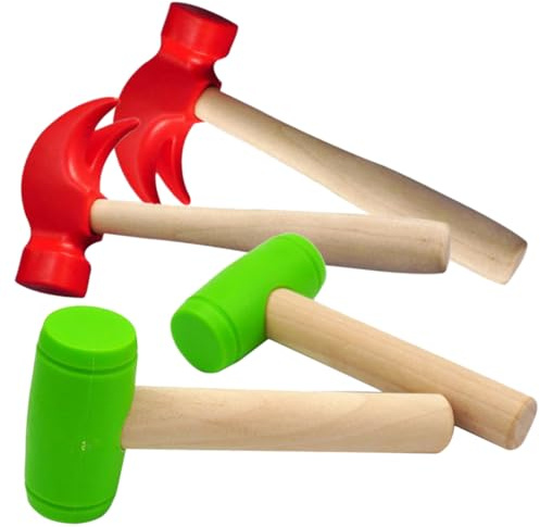 ORFOFE Simulationshammer Hammerspielzeug Für Kinder 4 Stück Bunt Pp Kopf Und Holzgriff Lernspielzeug Für Hand Augen Koordination Und Geschicklichkeit