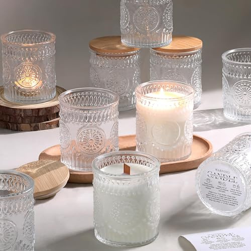 LETINE 10 Stück Kerzengläser Aus Glas, 220ml Kerzengläser Zum Befüllen Mit Deckel, Gläser Für Kerzen zum Kerzenmachen & DIY, Kleine Gläser mit Deckel inkl. Warnetiketten