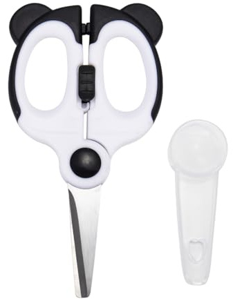 OPVYAEU Schere kinderschere ab 3 Jahre, Panda | Für Rechtshänder | Abgerundete Sicherheitsklinge, rostfreier Edelstahl | 14cm Länge, Klinge 5,3cm | bis zu 25 gestapelte Papier-Blätter schneiden