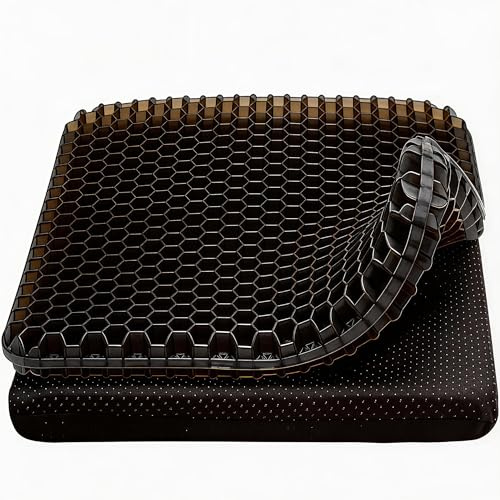 Croerw Large Extra Thick Gel Seat Cushion for Coccyx & Sciatica Relief – Cooling Honeycomb Gel Pad for Tailbone & Lower Back Pain, Pressure Relief Support for Office Chair, Car, Home & Wheelchair