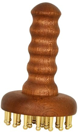 perfeclan Körpermassagebürste mit 29 Zinken, Kupferkopf, robustem Handgriff und Holzgriff für vielseitige Massage von Beinen, Nacken, Rücken und Oberschenkeln