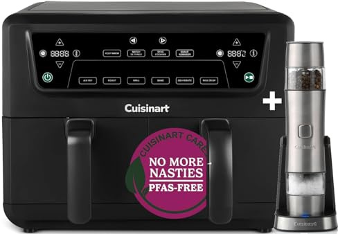 Cuisinart XXL10.4L Air Fryer with 2 x 5.2L Drawers +Mill |PFAS Free|Chemical-free cooking | Air Fry, Roast, Grill, Bake, Dehydrate, Max Crisp, Keep Warm | Dual Zones - cook 8+ portions|Dishwasher Safe
