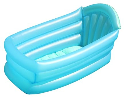 Generisch Pataugeoire gonflable pour bébé avec dossier en PVC pour un plaisir aquatique sûr dans le jardin, bleu, 70x48x33cm