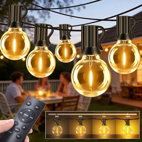 FGRYB Lichterkette Led Außen Strom 60M - 60+2 G40 Glühbirnen Outdoor Lichterketten mit Timer Fernbedienung Wasserdicht Garten Beleuchtung Außen Innen Dekoration Balkon Hochzeit Party Pavillon