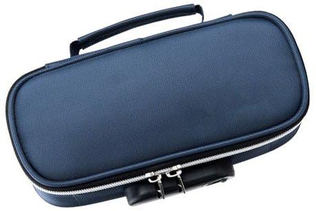 YDuupxe Låsande Pennfodral Canvas Stor Kapacitet Brevpappersväska 21,5 X 9,5 X 6, Cm med Kombinationslåshandtag och Dragkedja för Gymnasieresor Till Kontorsresor (Blå)