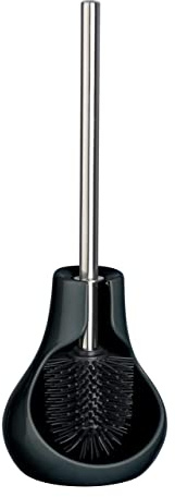 WENKO Keramik WC-Garnitur Drop Neo Schwarz Keramik - WC-Bürstenhalter, Keramik, 14 x 40 x 13.5 cm, Schwarz, 40 x 13.5 x 14 cm
