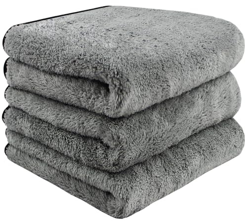 HIDMD Microfibre Car Drying Towels Large Cleaning Cloths 380GSM 3Pack | Super Absorbent Towel Car Washing Drying Detailing QUICK DRY for Auto Moto ULTRA PLUSH SOFT MATERIAL