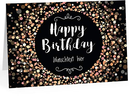 XXL Geburtstagskarte (A4) | PERSONALISIERT MIT IHREM TEXT | Happy Birthday Konfetti modern | mit Umschlag | Glückwunsch zum Geburtstag | Klappkarte mit Ihrem Wunsch-Text | personalisierte Grußkarte