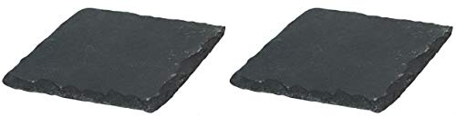 Novaliv 2x Schieferplatten I quadratisch I 15x15x0,5 cm I Schiefer Platten Schieferteller Servierteller Servierplatten Schiefer Teller Set Dekoplatte