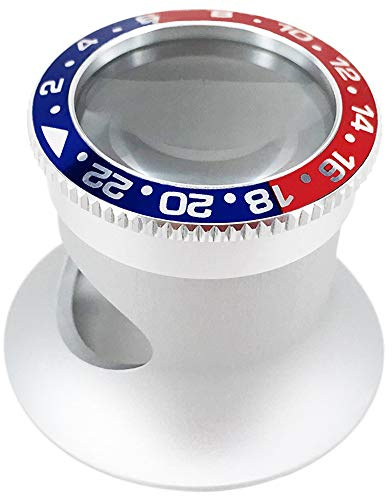 Lupa de ojo de relojero, aumento de 5x con bisel de estilo GMT (azul y verde)