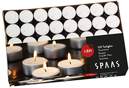 SPAAS Teelichter 120er-Pack, ± 8 Stunden - weiß