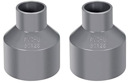 sourcing map 2 Stück PVC Rohrverbinder Rohr Verbindungsstück Kupplung 50mm x 25mm Grau
