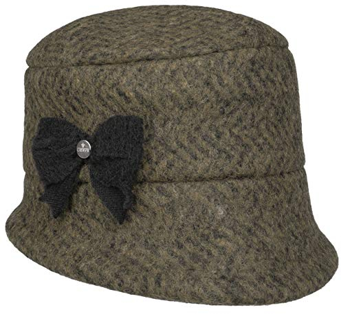 LIERYS Linvisa Cloche Wollhut Glockenform Eleganter Winterhut mit Schleife Made in Italy Damen Herbst Winter beige One Size