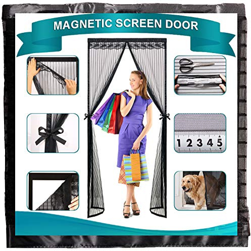 Timizi Moustiquaire Porte MagnéTique 90x185cm, sans Percer Rideau Moustiquaire à Aimantée Fixation Aimantée, pour Porte De Balcon/Coulissante. - Noir