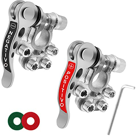 2 morsetti di collegamento per batteria, 6 – 24 V, morsetti per batteria, interruttori per batteria, connettori negativi positivi, accessori per auto, camion, barca, motorad