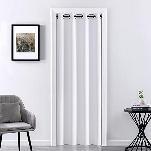 XTMYI - Tenda per armadio per camera da letto, per la privacy,a fisarmonica, oscuranti, insonorizzante, per porta, doccia, bagno, lavanderia, lunghezza 203 cm, colore bianco