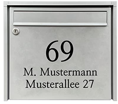 Hausnummer Familie Name Nachname Straßenname selbstklebend Folie Aufkleber für Briefkasten Haustür Glasdekor Namensschild Schwarz Weiß 14 Farben personalisierbar