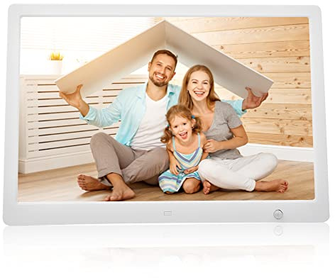 ASHATA Digitaler Bilderrahmen, 15,4 Zoll 1280 x 800 Elektronischer Bilderrahmen, Foto/Musik/Videoplayer/Kalender/Alarm mit Fernbedienung, Teilen von Fotos oder Videos über USB oder SD Karte