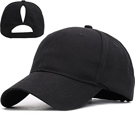 COSFAN Damen-Baseballmütze,Verstellbare Pferdeschwanzmütze Outdoor High Messy Bun Sportmütze mit Zöpfen Loch, Baumwolle Sonnenhut, Unisex Herren