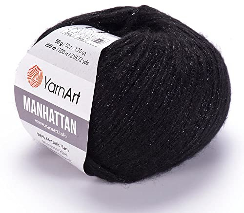 YARNART Manhattan Glittery Knitting, Sparkle & Shiny Metallic Yarn - Lana & Acrylic Fantasy, 50 g, 200 m (916)