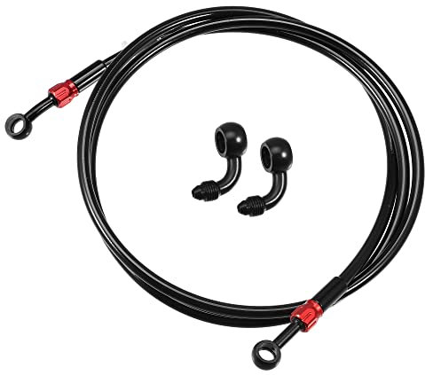 A ABSOPRO 1 Juego AN3 28 90 Grados Motocicleta Freno Manguera Línea 170cm Negro