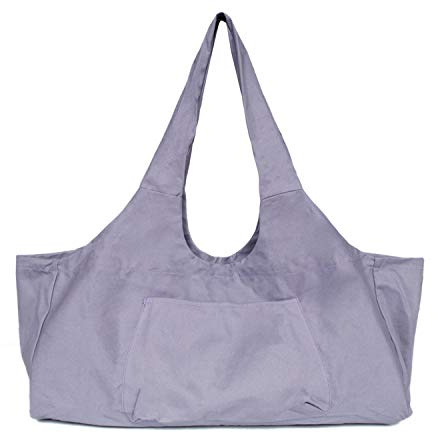 zalati Große Yogamatten-Tasche mit Seitentasche und Innentasche mit Reißverschluss, Canvas, Tragetasche für Yoga, Fitnessstudio, Outdoor-Sport, Violett