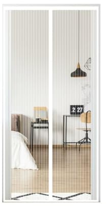 FIOVIP Fliegengitter Magnet Tür, 120x210CM Vorhang, schließt automatisch, einfache Installation ohne Bohren, Magnetisches Moskitonetz für Eingang/Balkon etc(Polyester,Weiß)
