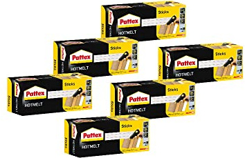 Pattex Hotmelt Sticks zum Nachfüllen, Klebesticks für die Heißklebepistole mit extrem hoher Transparenz, 6x50 Heißkleber Sticks zum Basteln, Dekorieren und Reparieren, 9H PTK1