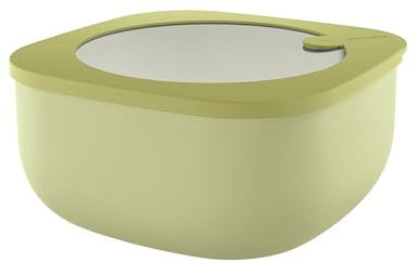 Guzzini - Kitchen Active Design, STORE&MORE BIO, Contenitore Ermetico Basso per Frigo/Freezer/Microonde (L) - Verde Avocado, 19,5 x 19,5 x h9,3 cm | 1900 cc - 170721253