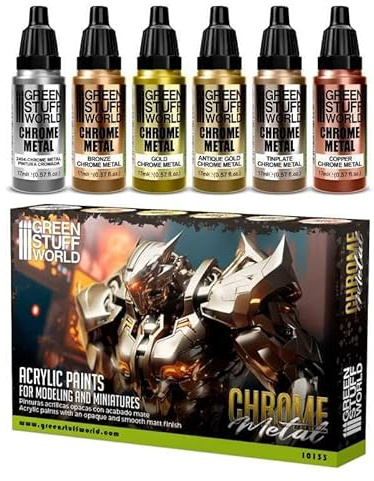 Chrome Paint Set, 102 Millilitres, Acrylic, Indoor/Outdoor, Waterproof, Wall, Wood