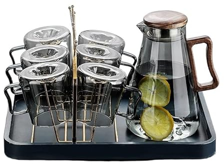 GRFIT Brocca Acqua Bollitore Freddo for Uso Domestico, Tazza for Acqua Fredda in Vetro, teiera for bollitore da Soggiorno Resistente alle Alte Temperature Caraffa Acqua