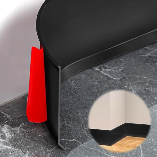 YushengTai Plinthe PVC, 10 cm x 10 m Plinthe Souple Autoadhésive Plinthe, Plinthe PVC Souple, Plinthe Adhesive, Convient pour la Salle de Bain et la Cuisine (Noir)