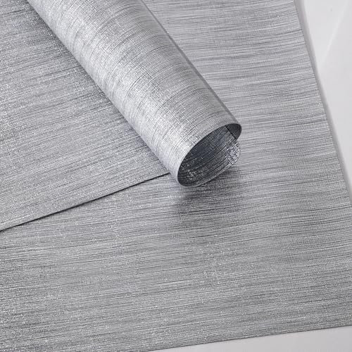 4er Set Platzsets 30x45cm Platzdeckchen rutschfest Abwaschbar Hitzebeständig Tischmatten Eva Abgrifffeste Hitzebeständig Tischsets, Platz-Matten für Küche Speisetisch, Silber, Hellgrau