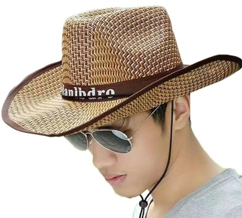 Chapeaux de paille de pêche pour homme, chapeau de paille de cowboy pour le camping, la pêche, les voyages, la randonnée et le jardinage