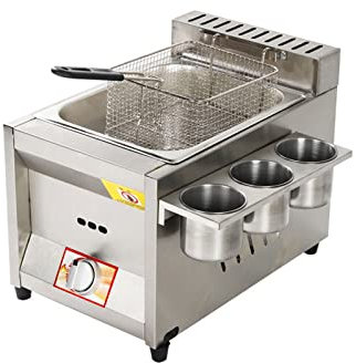 LAMEDOAT Gas Deep Fryer with Lid Commercial Stainless Steel Deep Frying Food Fryer Is Suitable For Restaurant Kitchen Families