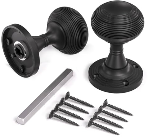 Bwintech 1 Set Beehive Mortice Door Knobs,Black Finishing Pull Door Handle Knobs for Interal Doors