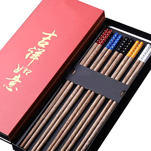 Set regalo di bacchette riutilizzabili in legno con custodia, bacchette per sushi giapponesi, bacchette cinesi di lusso in legno naturale, bacchette antiscivolo, bacchette lavabili in lavastovig