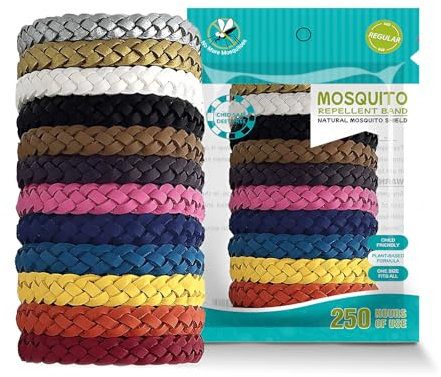 Mosquito Repellent Bracelet 12 PCS, 350 Hours Mosquito Bracelets for Adults & Kids, Adjustable Leather Natural Mosquito Bands Insect Repellent Bracelet Anti Mosquito Bracelet for Outdoor Indoor