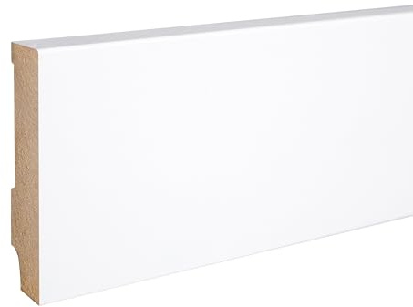 PROVISTON Lot de 10 plinthes en MDF - 16 x 80 x 2500 mm - Cœur en MDF blanc - À coller, visser et clouer - 25 m