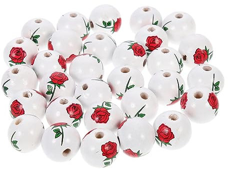 KONTONTY Holzperlen Satz Zum Basteln Bunte Lose Perlen Für Diy Schmuckherstellung Naturfarbene Blumenperlen Bastelmaterial