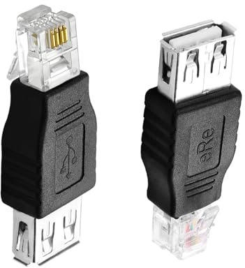 SYGGDERS RJ11 to USB Telephone line Adapter, Telephone line fax Machine Modem Test Connector 6P4C Male to USB Female Port Adapter（2Pack