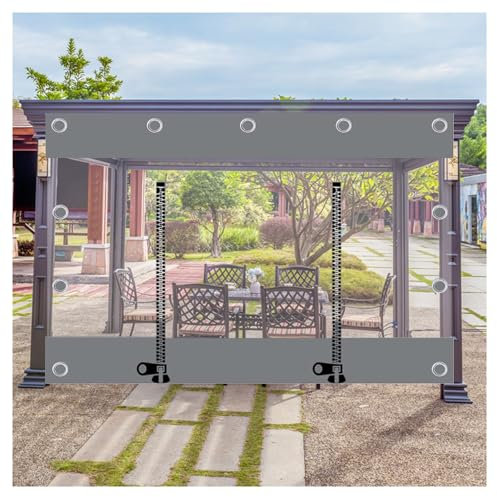 ZXCASDF Bâche Transparente avec Fermeture éclair，Panneaux Latéraux De Bâche pour Pergola Gazebo Patio，0.5mm Bâche Étanche PVC Robuste，Rideaux de Bâche Transparents Extérieurs(H2.5xW5m/H8.2xW16.4ft)